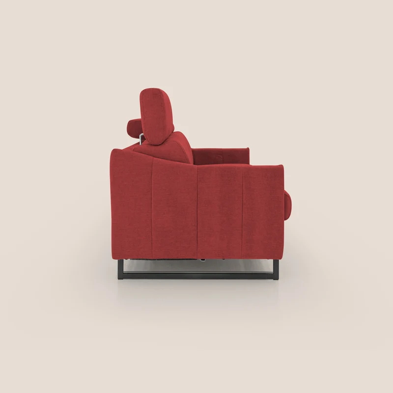 Loto canapé convertible compact avec matelas H 18cm et pieds hauts en tissu imperméable T14 rouge
