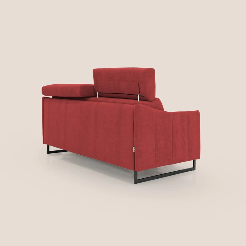 Loto canapé convertible compact avec matelas H 18cm et pieds hauts en tissu imperméable T14 rouge