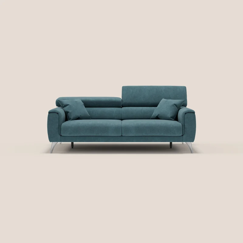 Caravaggio Canapé avec assises extensibles et têtières réglables en tissu imperméable T02 bleu canard
