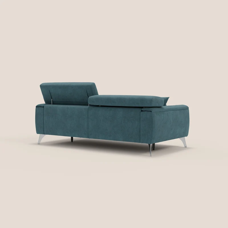 Caravaggio Canapé avec assises extensibles et têtières réglables en tissu imperméable T02 bleu canard