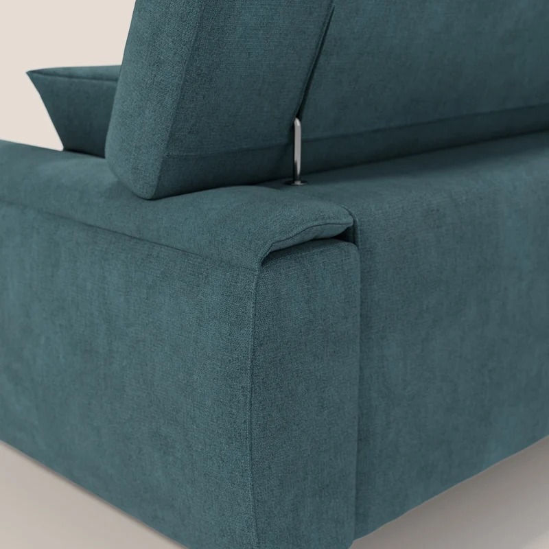 Caravaggio Canapé avec assises extensibles et têtières réglables en tissu imperméable T02 bleu canard