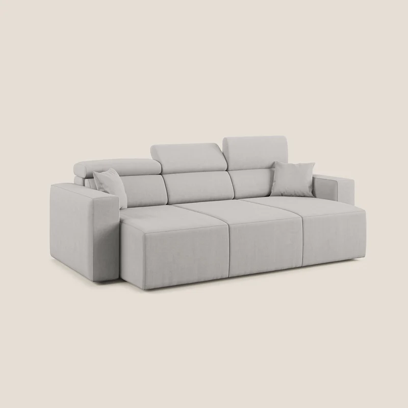 Orwell canapé avec 3 assises extractibles en microfibre détachable T11 gris clair