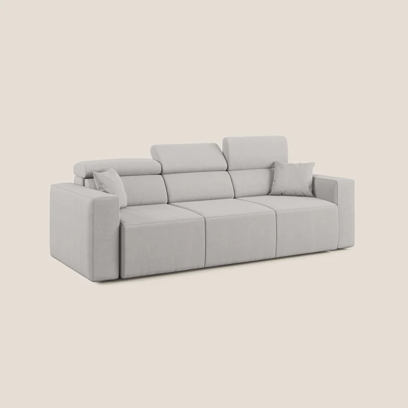 Orwell canapé avec 3 assises extractibles en microfibre détachable T11 gris clair
