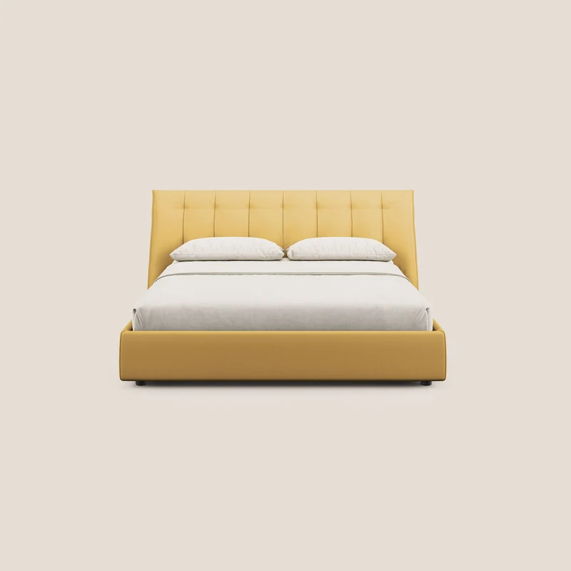 Clizia Lit de design avec coffre de rangement en simili-cuir imperméable T04 jaune