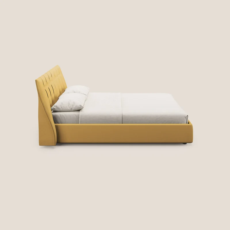 Clizia Lit de design avec coffre de rangement en simili-cuir imperméable T04 jaune
