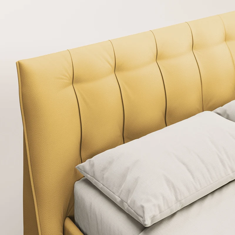 Clizia Lit de design avec coffre de rangement en simili-cuir imperméable T04 jaune