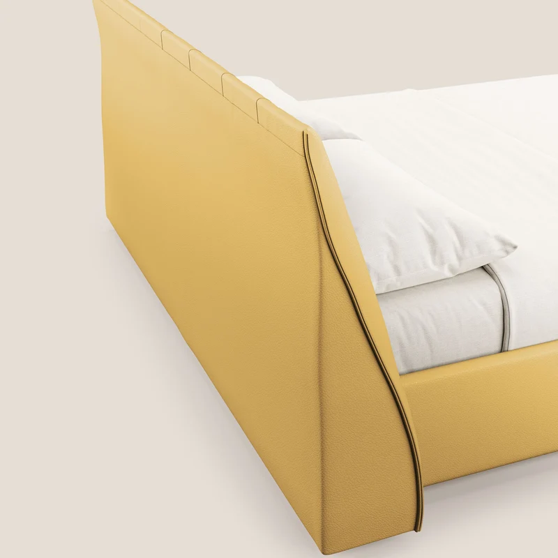 Clizia Lit de design avec coffre de rangement en simili-cuir imperméable T04 jaune