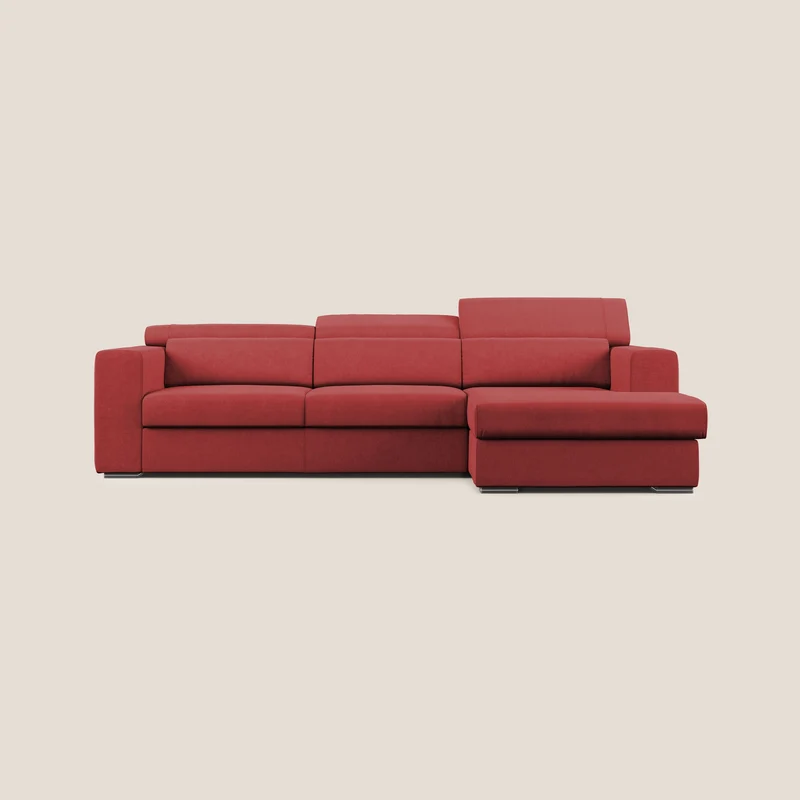 Vegas canapé d'angle avec têtières inclinables en microfibre imperméable T11 rouge