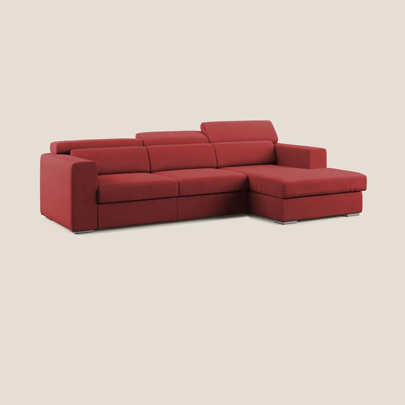 Vegas canapé d'angle avec têtières inclinables en microfibre imperméable T11 rouge
