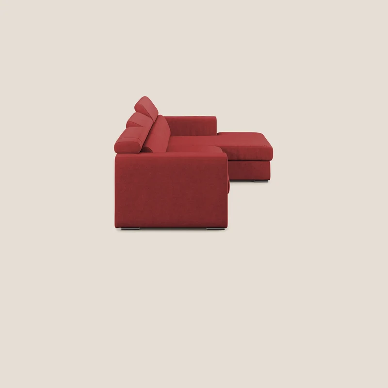 Vegas canapé d'angle avec têtières inclinables en microfibre imperméable T11 rouge