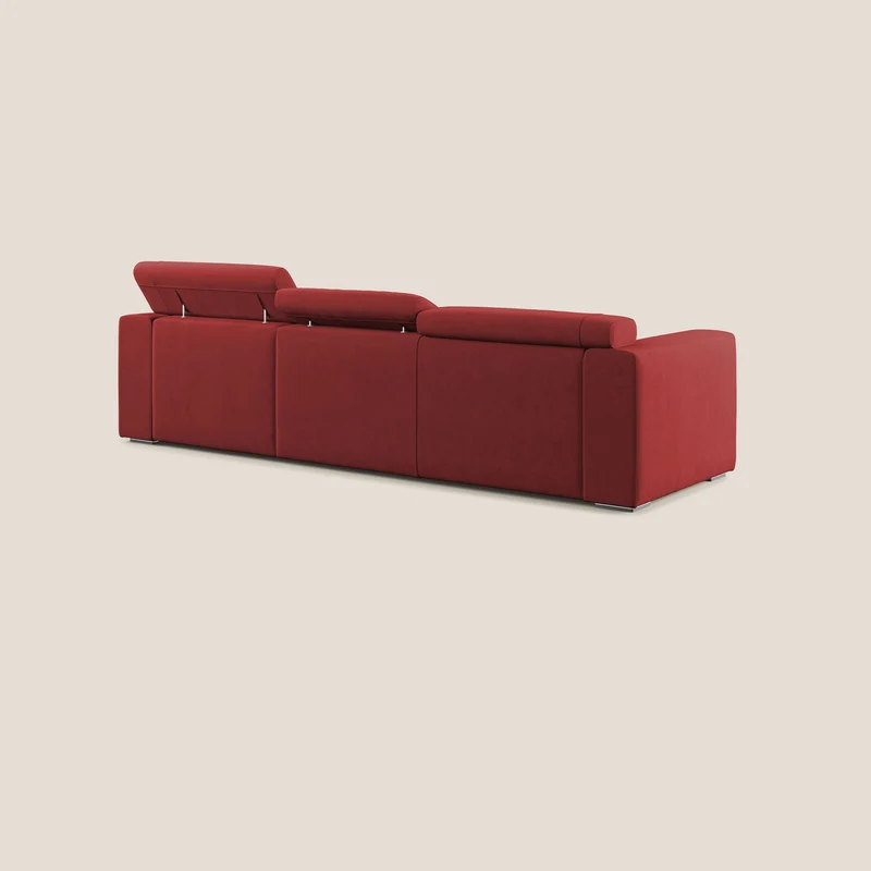 Vegas canapé d'angle avec têtières inclinables en microfibre imperméable T11 rouge