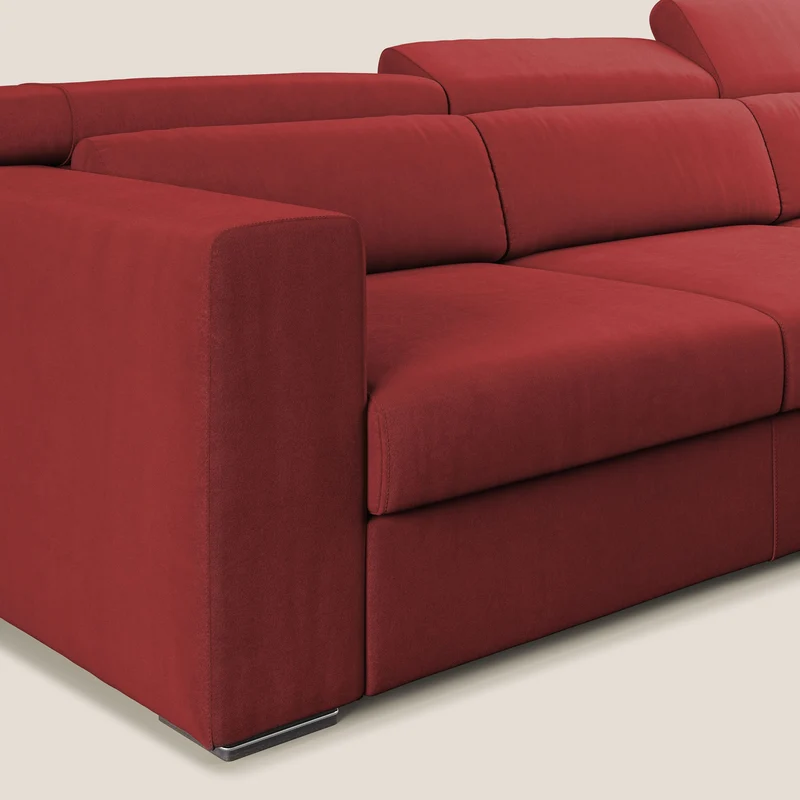 Vegas canapé d'angle avec têtières inclinables en microfibre imperméable T11 rouge