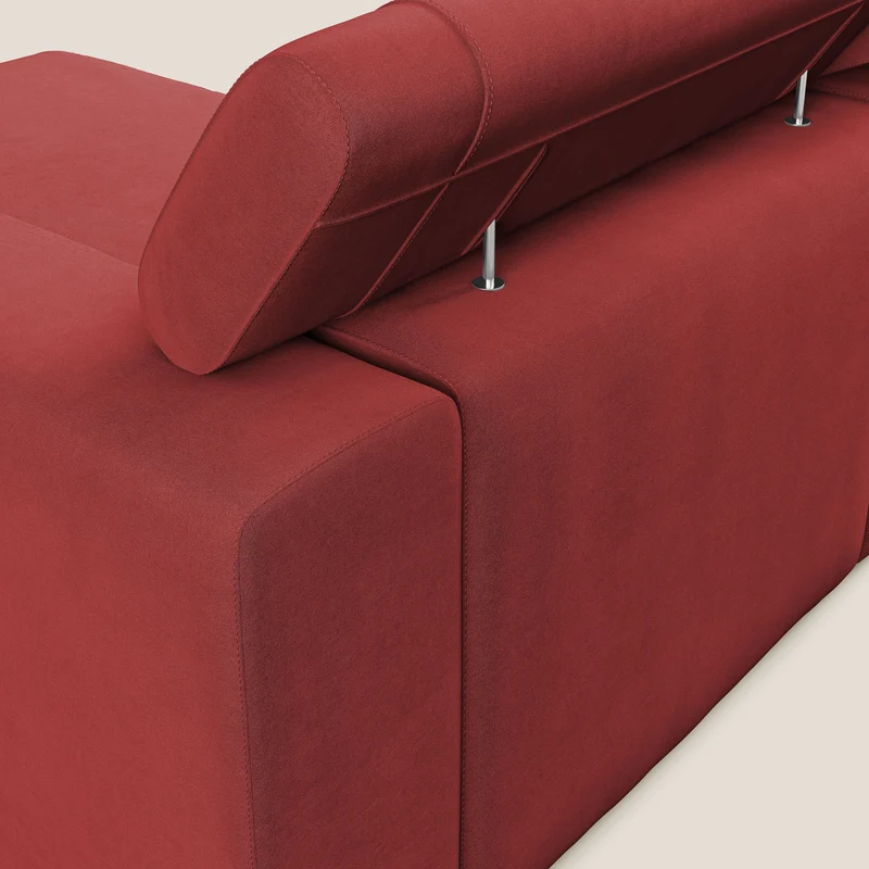 Vegas canapé d'angle avec têtières inclinables en microfibre imperméable T11 rouge