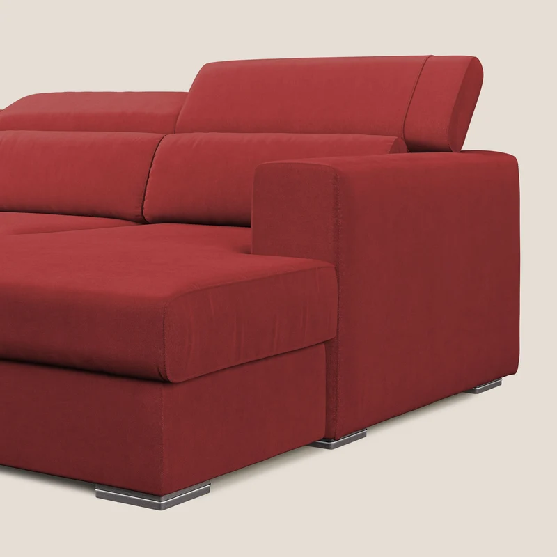 Vegas canapé d'angle avec têtières inclinables en microfibre imperméable T11 rouge