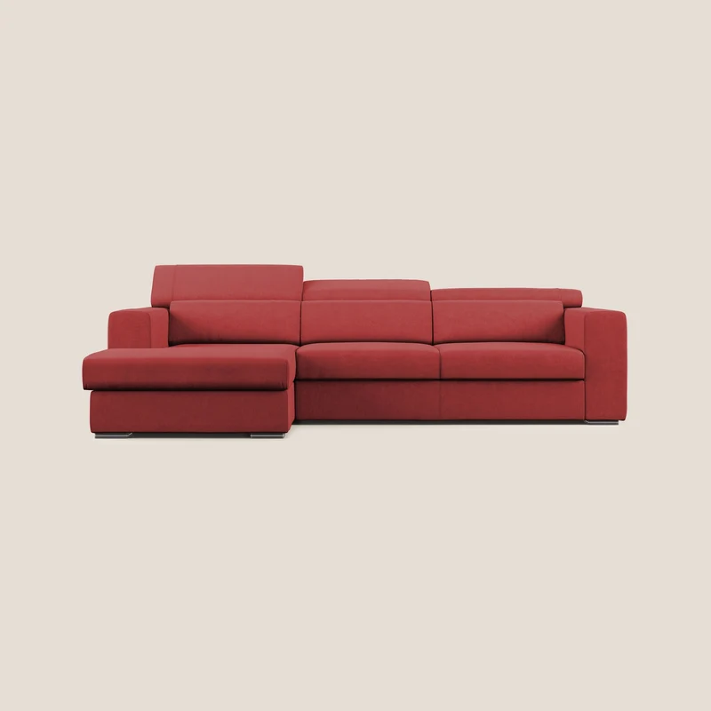 Vegas canapé d'angle avec têtières inclinables en microfibre imperméable T11 rouge
