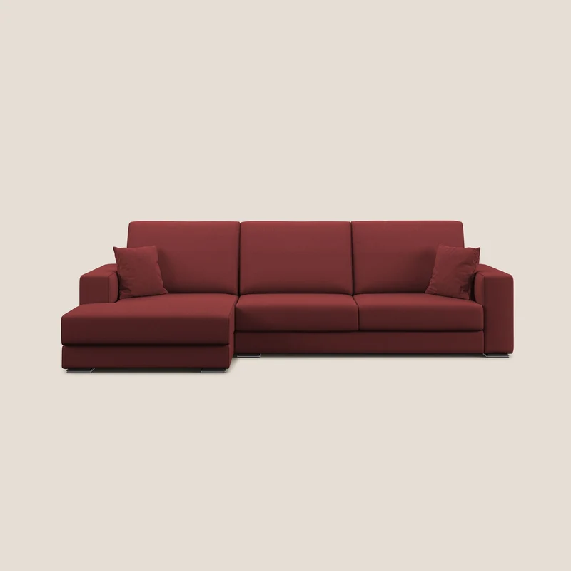 Marte canapé d'angle en tissu détachable et imperméable T08 rouge