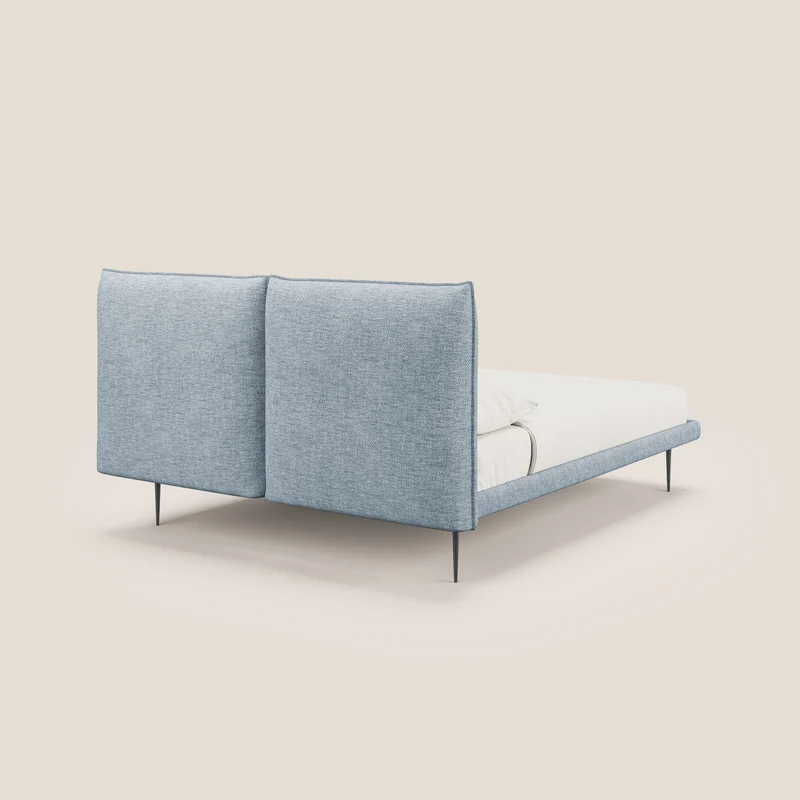 Jolie lit à double panneau et pieds hauts en métal en tissu détachable T18 bleu clair