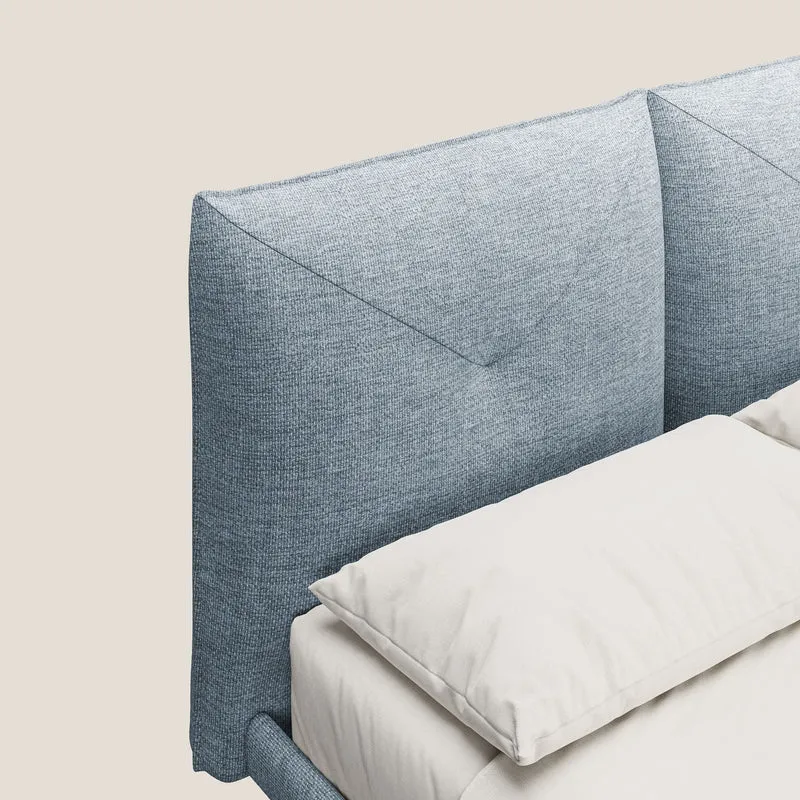 Jolie lit à double panneau et pieds hauts en métal en tissu détachable T18 bleu clair