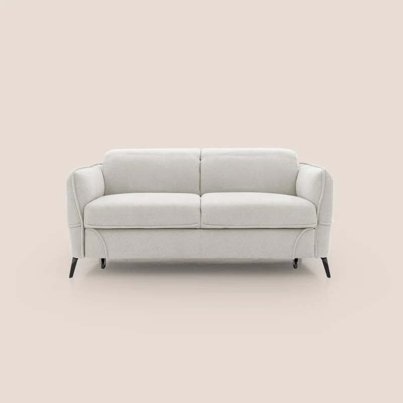 Bloom canapé avec repose-pieds extractible pieds hauts et têtières réglables en bouclette imperméable T07 blanc