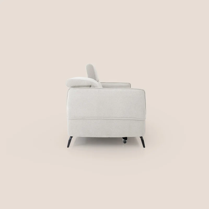Bloom canapé avec repose-pieds extractible pieds hauts et têtières réglables en bouclette imperméable T07 blanc