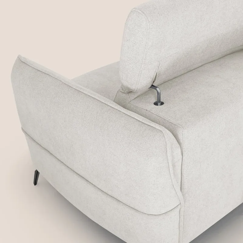 Bloom canapé avec repose-pieds extractible pieds hauts et têtières réglables en bouclette imperméable T07 blanc