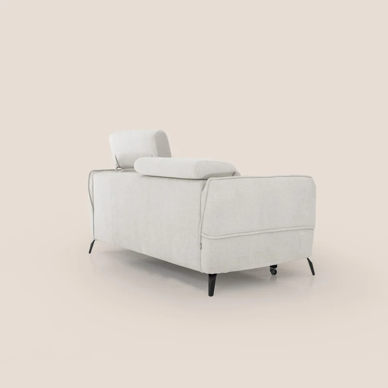 Bloom canapé avec repose-pieds extractible pieds hauts et têtières réglables en bouclette imperméable T07 blanc