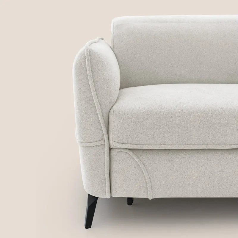 Bloom canapé avec repose-pieds extractible pieds hauts et têtières réglables en bouclette imperméable T07 blanc