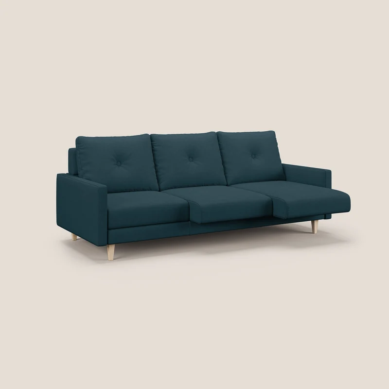 Matisse canapé 3 assises coulissantes et dossier en duvet d'oie en tissu détachable T17 bleu canard