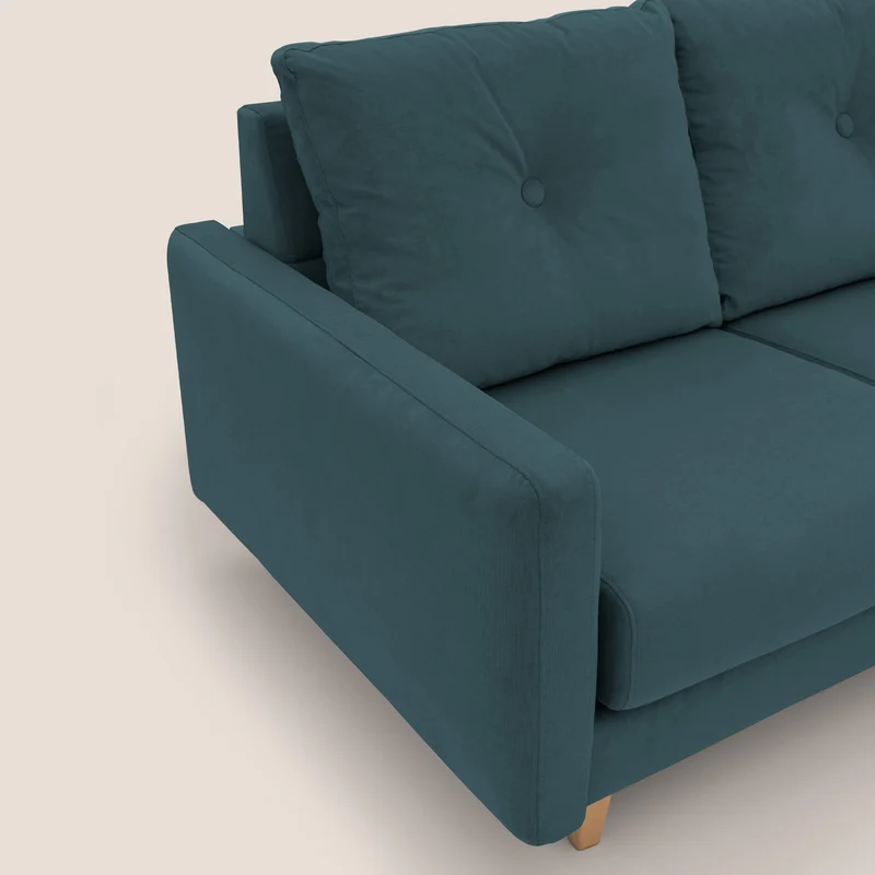 Matisse canapé 3 assises coulissantes et dossier en duvet d'oie en tissu détachable T17 bleu canard