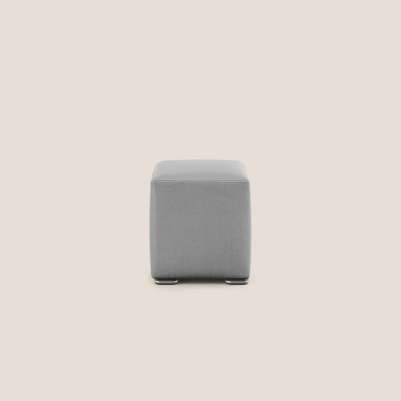 Cube pouf en microfibre détachable T11 gris