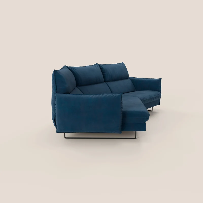 Monamour canapé d'angle au design moderne avec option relax électrique en microfibre détachable imperméable T11 bleu