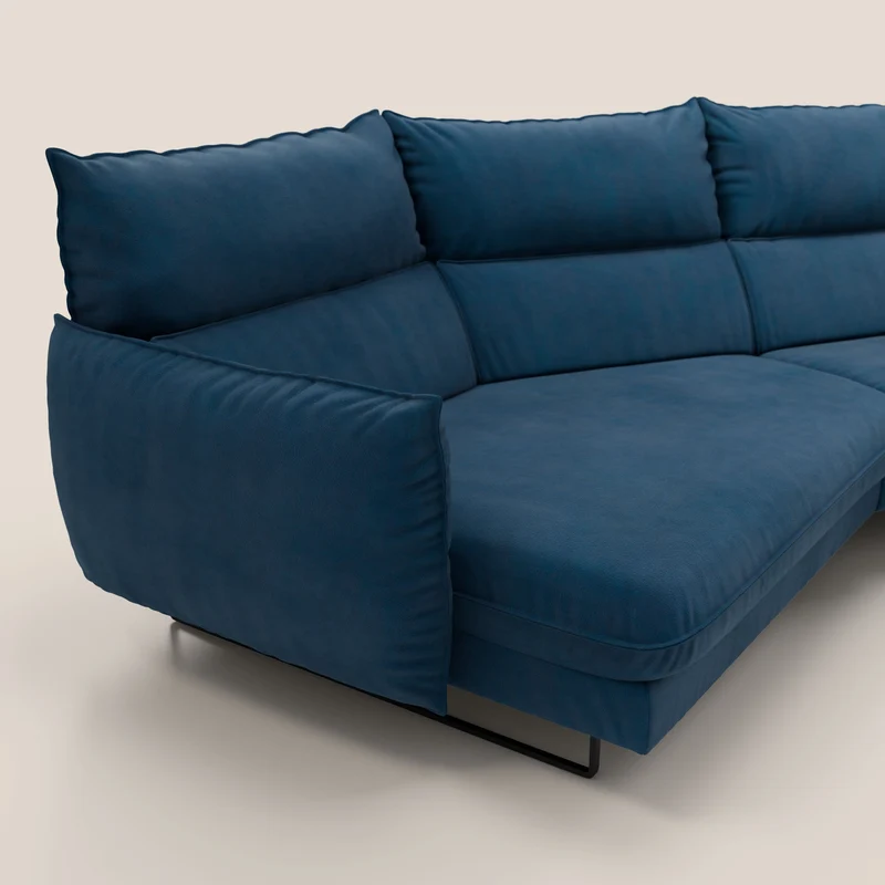 Monamour canapé d'angle au design moderne avec option relax électrique en microfibre détachable imperméable T11 bleu