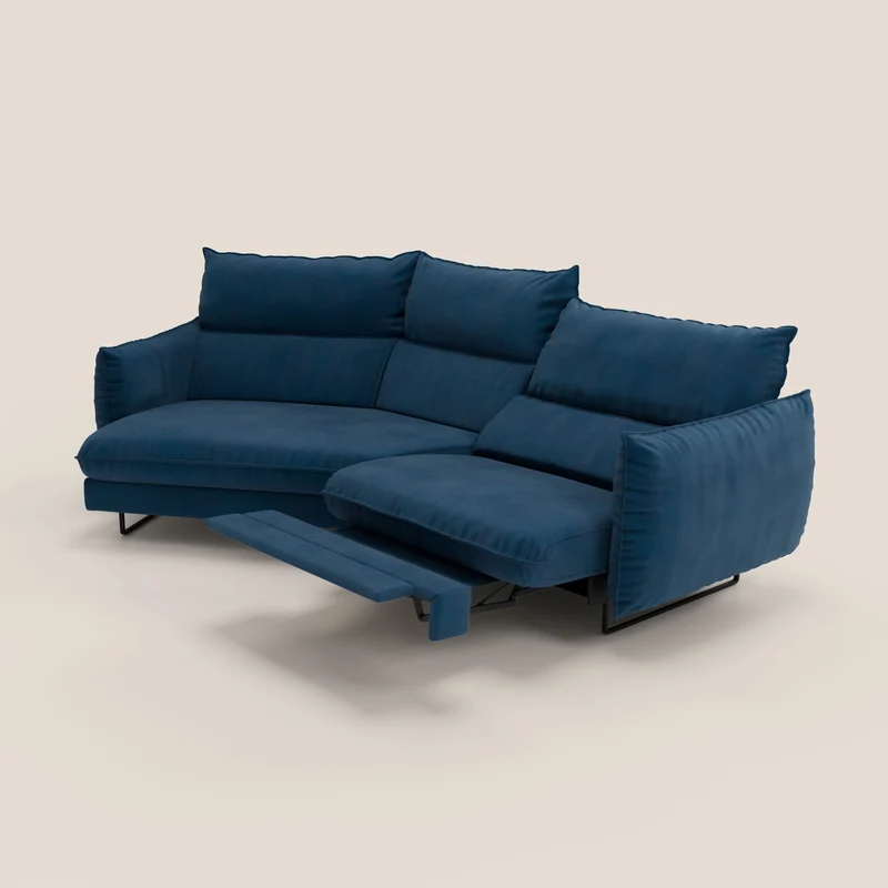 Monamour canapé d'angle au design moderne avec option relax électrique en microfibre détachable imperméable T11 bleu