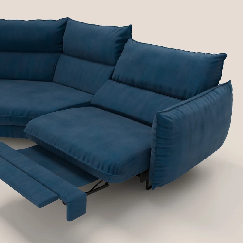 Monamour canapé d'angle au design moderne avec option relax électrique en microfibre détachable imperméable T11 bleu