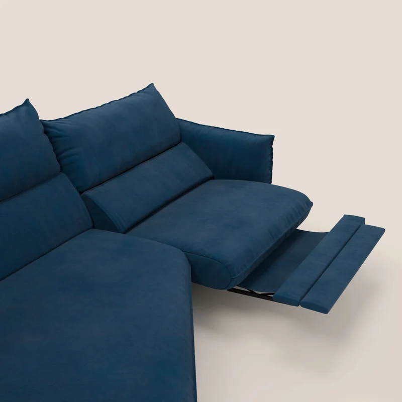 Monamour canapé d'angle au design moderne avec option relax électrique en microfibre détachable imperméable T11 bleu