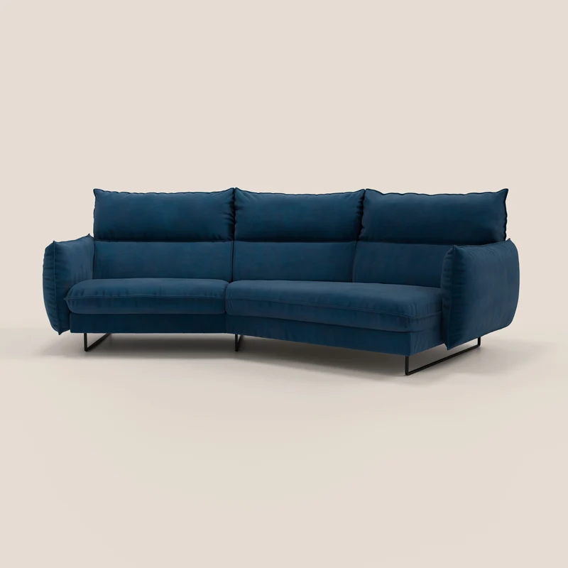 Monamour canapé d'angle au design moderne avec option relax électrique en microfibre détachable imperméable T11 bleu