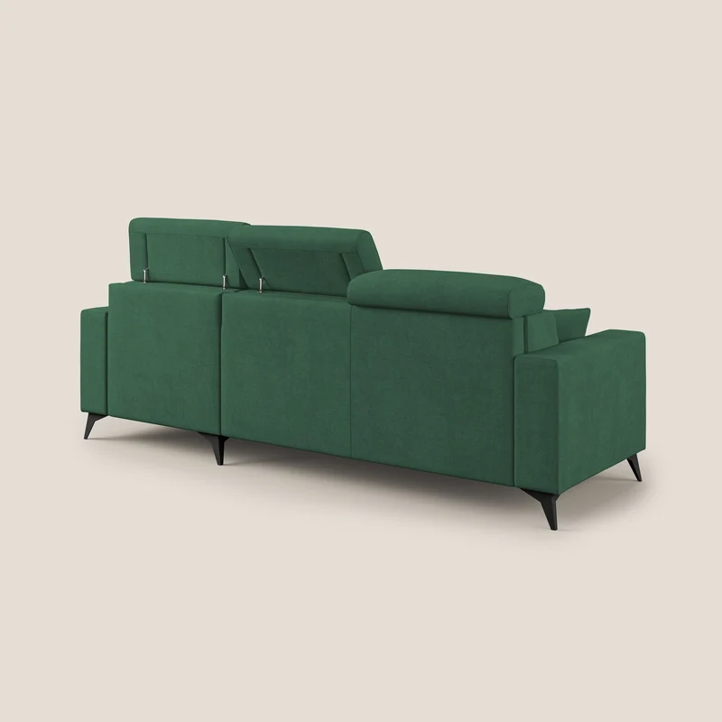 Pegaso canapé convertible d'angle avec têtières inclinables en tissu doux imperméable T02 vert
