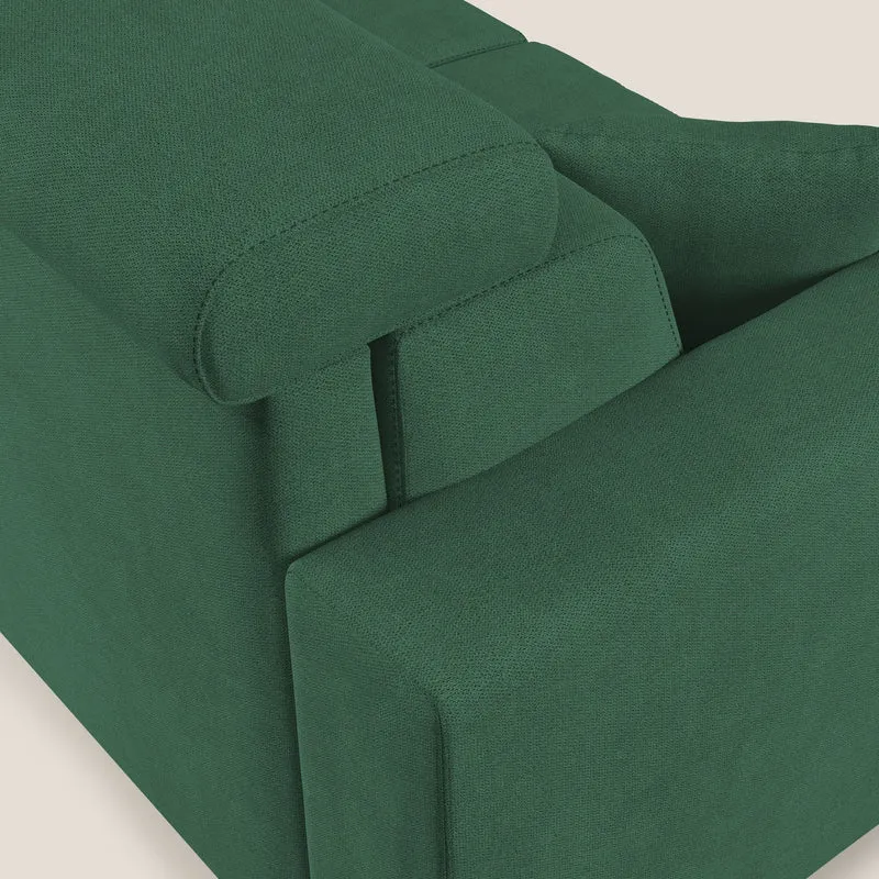 Pegaso canapé convertible d'angle avec têtières inclinables en tissu doux imperméable T02 vert