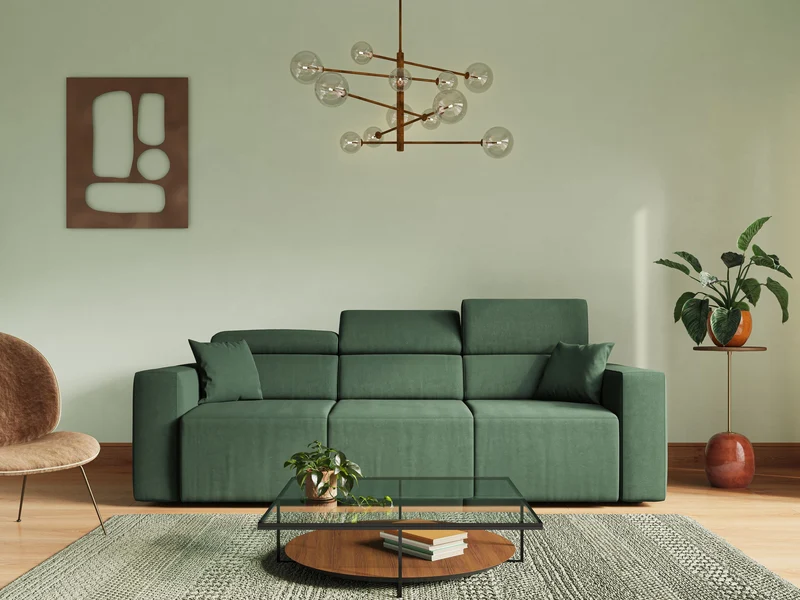 Orwell canapé avec 3 assises extractibles en microfibre détachable T11 vert