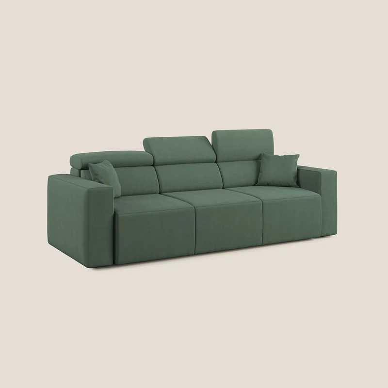 Orwell canapé avec 3 assises extractibles en microfibre détachable T11 vert