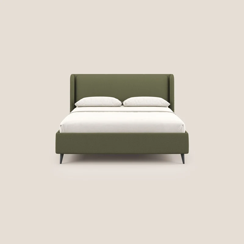 Nadine lit coffre de design et confort italien en tissu imperméable T19 vert