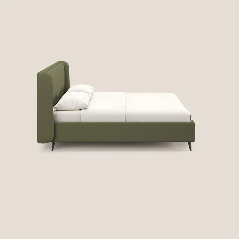 Nadine lit coffre de design et confort italien en tissu imperméable T19 vert
