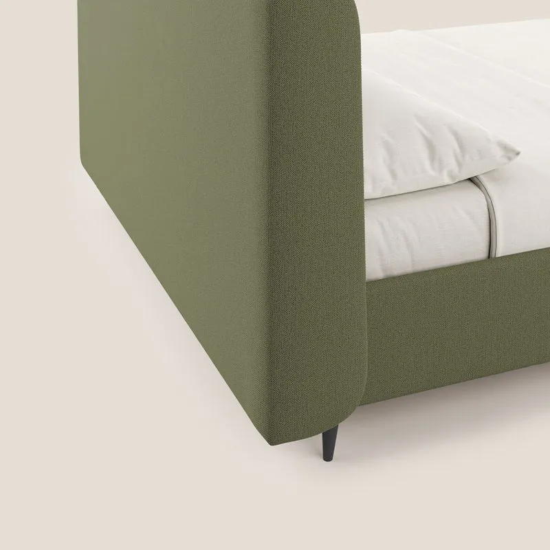 Nadine lit coffre de design et confort italien en tissu imperméable T19 vert
