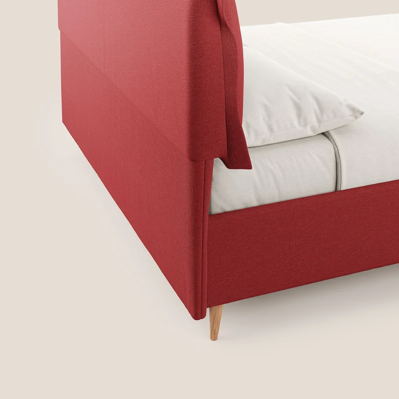 Elettra lit avec coffre de rangement déhoussable avec coussins tête de lit en tissu imperméable T13 rouge