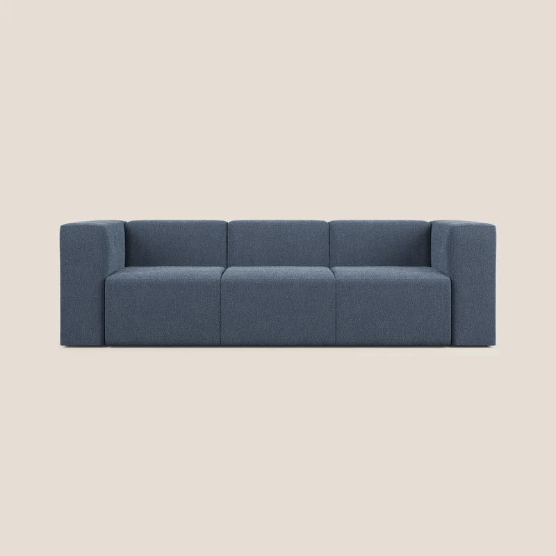 Nettuno canapé moderne modulable 3 assises en bouclette douce T07 bleu