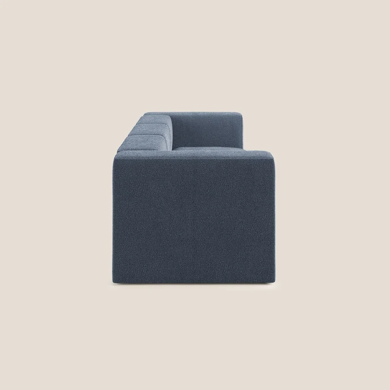 Nettuno canapé moderne modulable 3 assises en bouclette douce T07 bleu