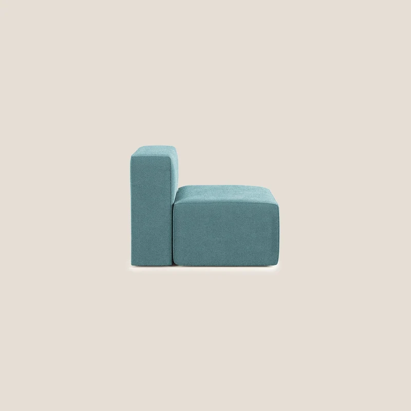 Nettuno module de fauteuil central en bouclette douce T07 bleu clair