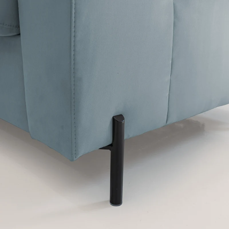 Ortensia canapé convertible matelas H 18cm et pieds hauts en élégante microfibre détachable T11 bleu pastel