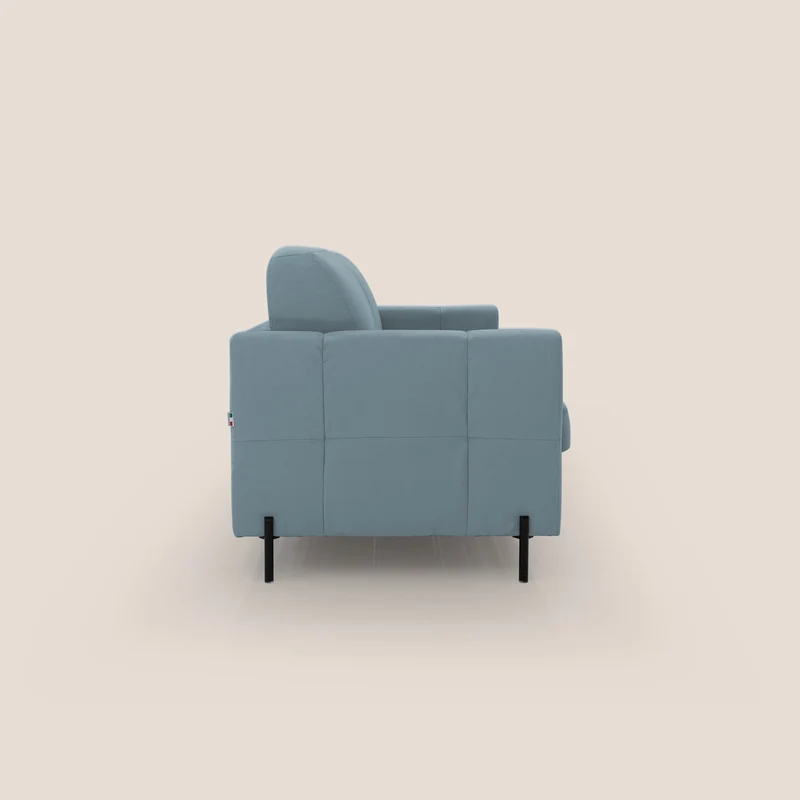 Ortensia canapé convertible matelas H 18cm et pieds hauts en élégante microfibre détachable T11 bleu pastel