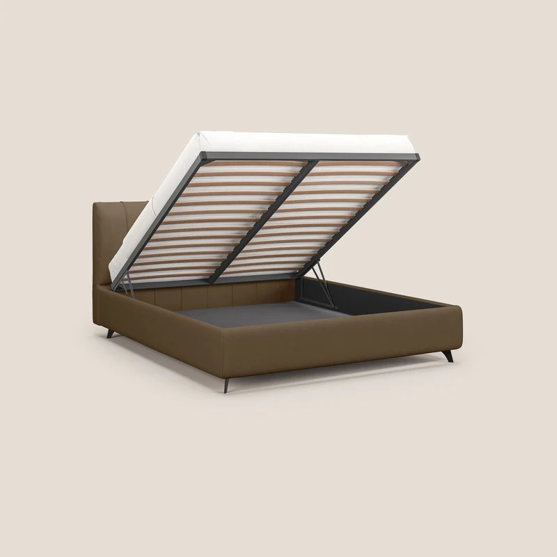Bogart lit avec coffre rembourré complètement déhoussable en microfibre détachable T11 marron